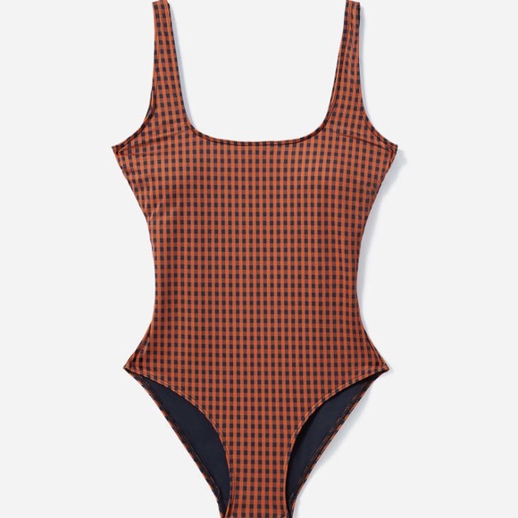 Everlane The Square-Neck One-Piece Swimsuit Gingham NWOT - Picture 5 of 9